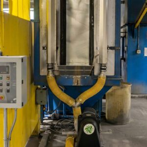 Powerful air blow-off system added to assembly before powder coating in manufacturing plant